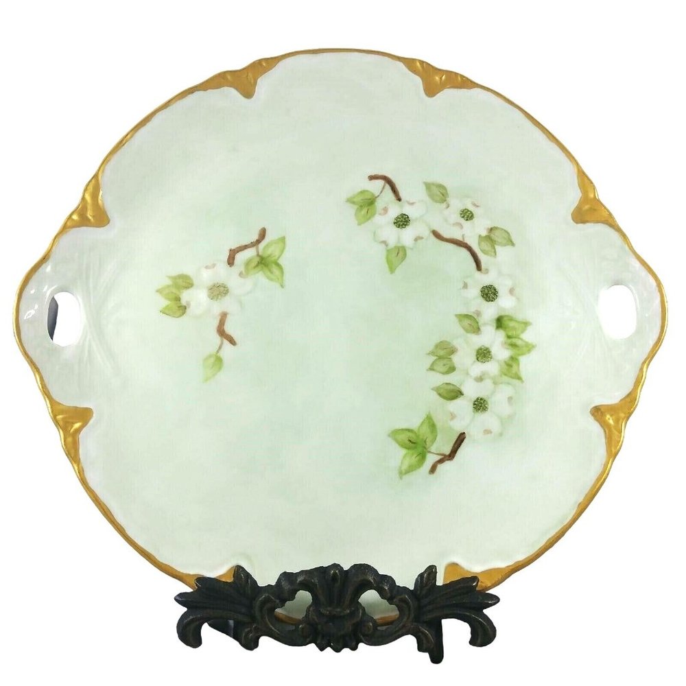Serving Plate Ceramic Platter w/ Handles Hand Painted Signed Effie Taylor - Picture 3 of 9